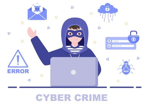 Cyber Crime Illustration Phishing Stealing Digital Data, Device System, Passw Stock Illustration