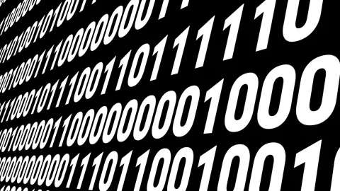 Cyber crime lines of binary code on black background showcasing dark world Video stock 260478637
