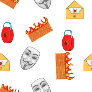 Cyber crime pattern, cartoon style Illustrazione stock
