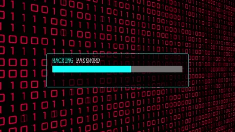 Cyber Crime Red Binary Code Hacker Computer Abstract Background Concept Video stock 231332650
