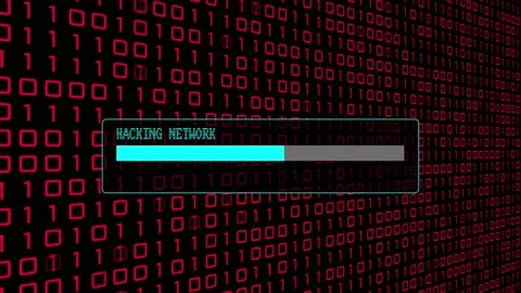 Cyber Crime Red Binary Code Hacker Computer Abstract Background Concept Video stock 231332656