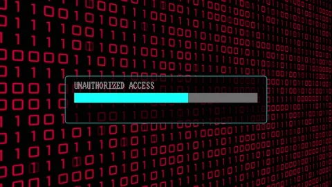 Cyber Crime Red Binary Code Hacker Computer Abstract Background Concept Video stock 231332665