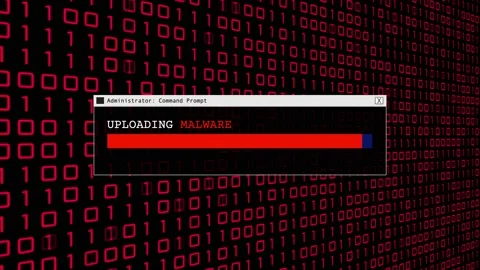 Cyber Crime Red Binary Code Hacker Computer Abstract Background Concept Video stock 231332696