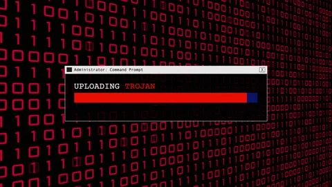 Cyber Crime Red Binary Code Hacker Computer Abstract Background Concept Video stock 231332697