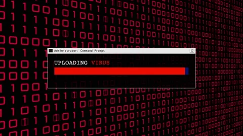 Cyber Crime Red Binary Code Hacker Computer Abstract Background Concept Video stock 231332698