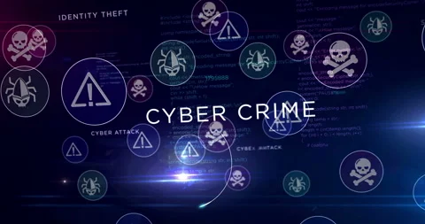 Cyber crime symbols loop Stock Footage 124465489