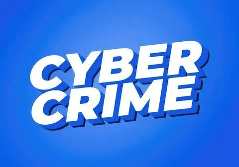Cyber crime text with bold 3d effect on blue background Stock Illustration