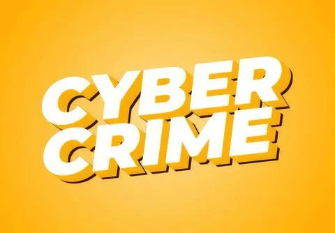 Cyber crime text in bold white font on yellow background Stock Illustration