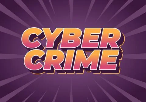 Cyber crime. Text effect in bold fonts with modern colors Stock Illustration