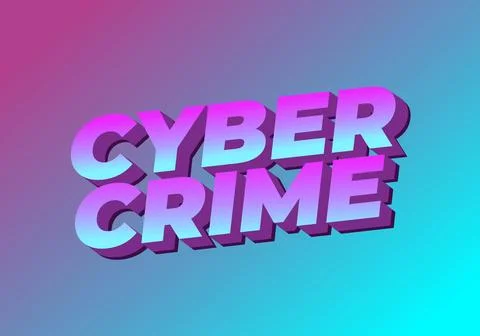 Cyber crime. Text effect in bold fonts with modern colors Stock Illustration