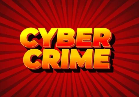 Cyber crime. Text effect in bold fonts with modern colors Stock Illustration