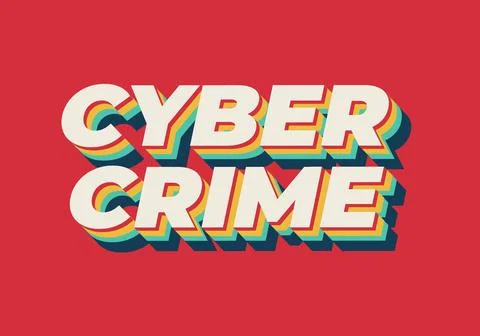 Cyber crime. Text effect in bold fonts with modern colors Stock Illustration