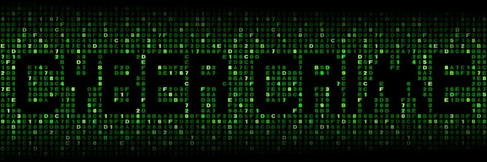 Cyber crime text on hex code illustration Stock Illustration