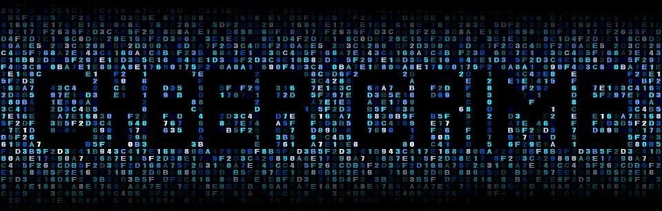 Cyber crime text on hex code illustration Stock Illustration