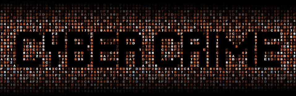 Cyber crime text on hex code illustration Stock Illustration
