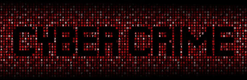 Cyber crime text on hex code illustration Stock Illustration