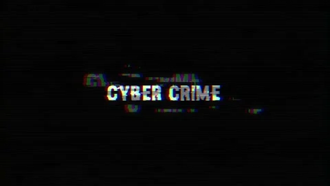 Cyber Crime warning computer hacking cyber crime warning message glitch text Video stock 196963290