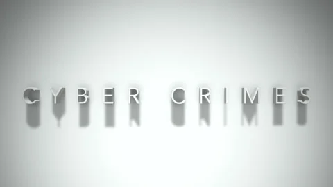 Cyber crimes 3D title animation white text on a white background Video stock 299823692