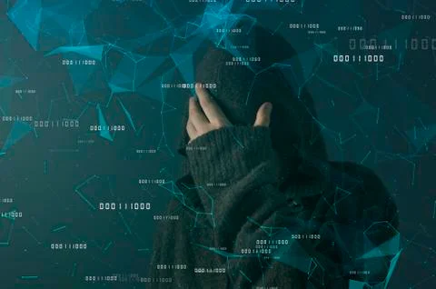 Cyber criminal, anonymous computer hacker, concept for network security Foto stock