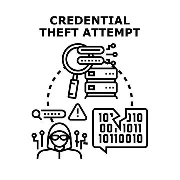 Cyber criminal attempting credential theft from server data Stock-Illustration