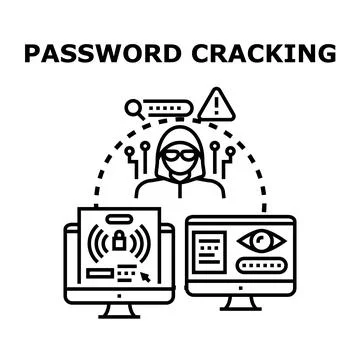 Cyber criminal cracking password accessing personal data online イラスト素材