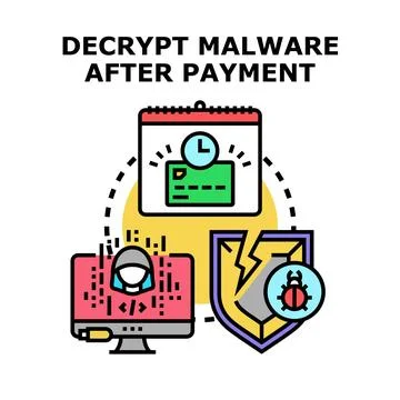 Cyber criminal demanding payment decrypting malware data 스톡 일러스트