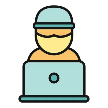 Cyber criminal hacker user working on laptop 스톡 일러스트