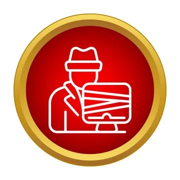 Cyber criminal hacking computer stealing private data icon 库存插图