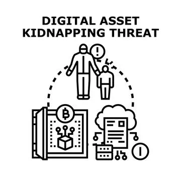 Cyber criminal kidnapping digital assets from cloud database Stock Illustration