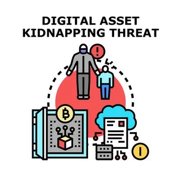 Cyber criminal kidnapping digital assets from cloud database Stock Illustration
