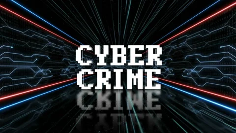 CYBER CRYME Glitch Text in a Tech Room, with Alpha Matte, Loop Stockbeeldmateriaal 169145878