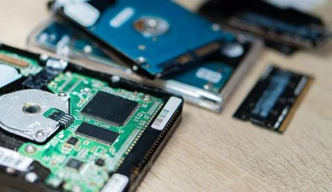 Cyber data attack concept : broken laptop ,crash motherboard ,memory hard d.. 写真素材