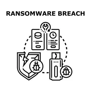 Cyber data breach ransomware attack concept Stock Illustration