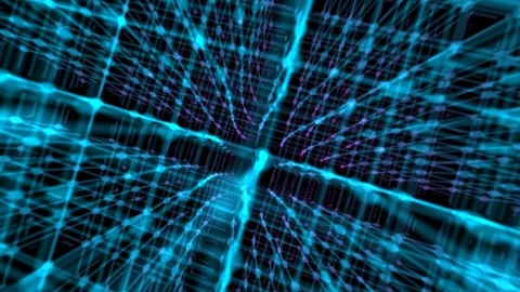 Cyber Data Grid Technology Interface Network with Blue Lines and Dots Formi.. Stock Footage 334244768