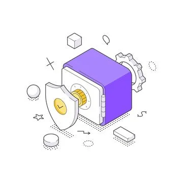 Cyber Data Protection And System Security Concept Isometric Vector Illustrati 库存插图