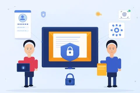 Cyber Data Security Illustration Vector Protection Shield Concept イラスト素材