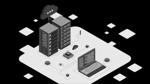 Cyber Data Security Internet Security Seamless Loop Animation Black Background Video stock 303390441