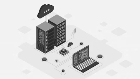 Cyber Data Security Internet Security Isometric Concept Seamless Loop Animation Video stock 303390462