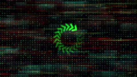 Cyber Data Stream Background Green Arrow Digital Spiral Glitch Stock Footage 323367403