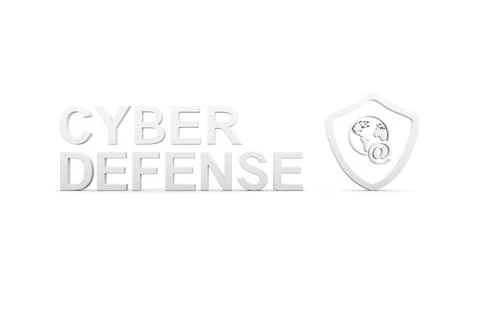CYBER DEFENSE concept white background 3d render illustration 스톡 일러스트