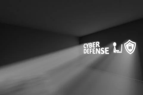 CYBER DEFENSE rays volume light concept 3d illustration Stock Illustration