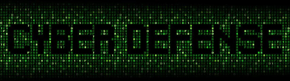 Cyber Defense text on hex code illustration 스톡 일러스트