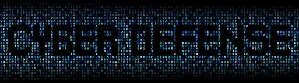 Cyber Defense text on hex code illustration Stock Illustration