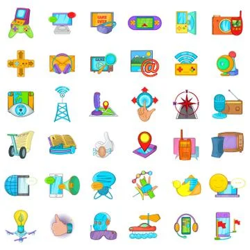 Cyber development icons set, cartoon style Stockillustratie