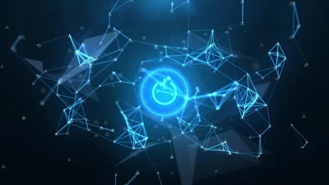 Cyber Digital Blue Network Particle Explosion Power Symbol Nodes Stock Footage 319501050