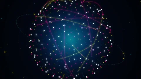 Cyber Digital Globe Particle Network Loop 4K Stock Footage 342388373
