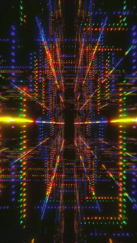Cyber Digital Grid Matrix Rainbow Background Loop Video stock 340005176