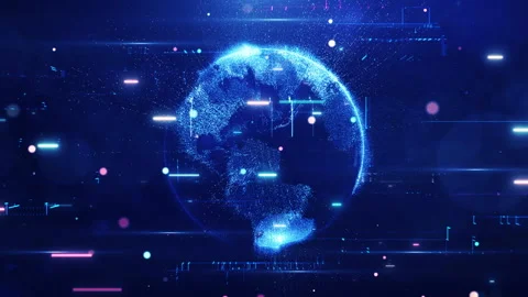 Cyber digital technology concept abstract globe on dark blue background. The era Video stock 248031734