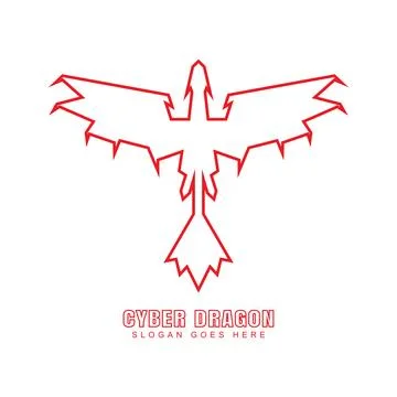 Cyber dragon line Stock Illustration