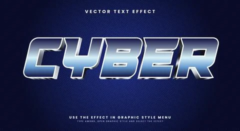 Cyber editable text effect Template Stock Illustration